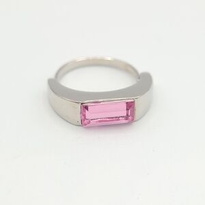 Chic Pink Stone Silver Band Ring - Size 6.5 ☀️ 3/$40
